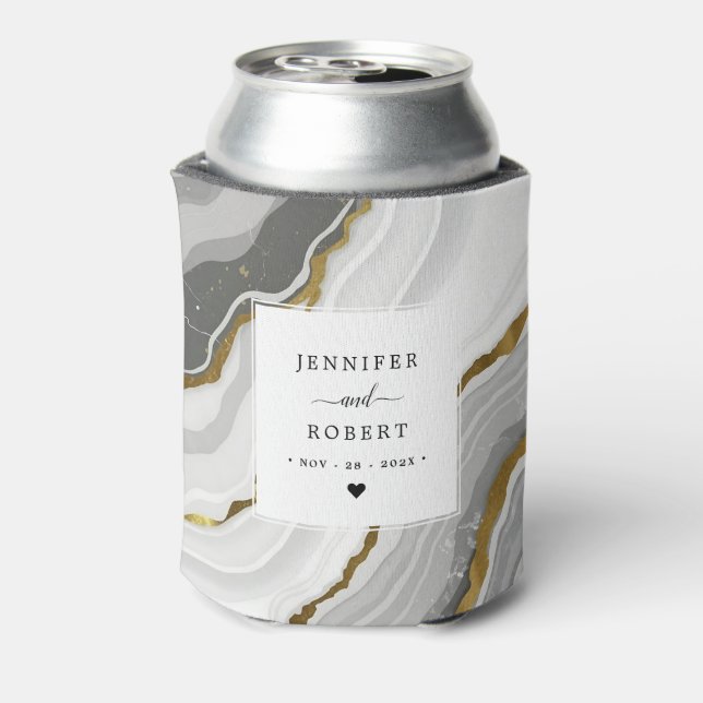 Rafraîchisseur Pour Canette Marbre Agate Gold Parties scintillant Monogramme M (Can Dos)