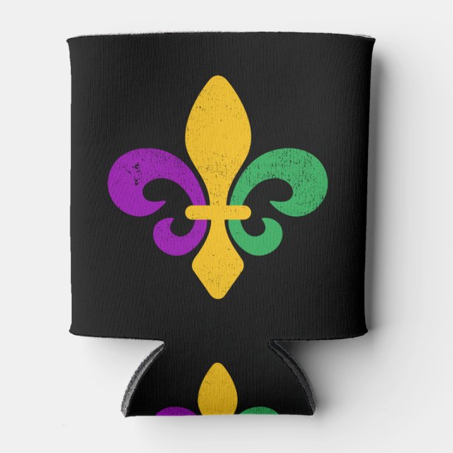 Rafraîchisseur Pour Canette Mardi Gras Fleur De Lis (Devant)