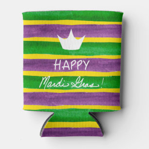 Rafraîchisseur Pour Canette Mardi Gras Peint à la main Purple Green Stripes Or