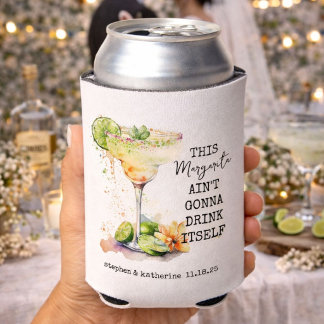 Rafraîchisseur Pour Canette Margarita Personnalisée de Mariage à l'Aquarelle M