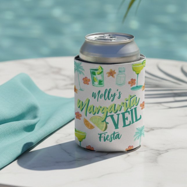Rafraîchisseur Pour Canette Margarita Veil Tropical Bachelorette (Margarita Veil Bachelorette Party Illustrated Can Cooler)
