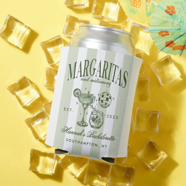 Rafraîchisseur Pour Canette Margaritas modernes rétro et Bach strié de mariage (Été in situ)