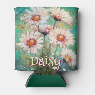Rafraîchisseur Pour Canette Marguerites Floral Impressionniste Bleu Vert Perso