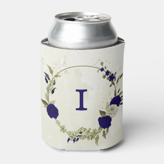 Rafraîchisseur Pour Canette Mariage à fleurs bleu Royal (Can devant)