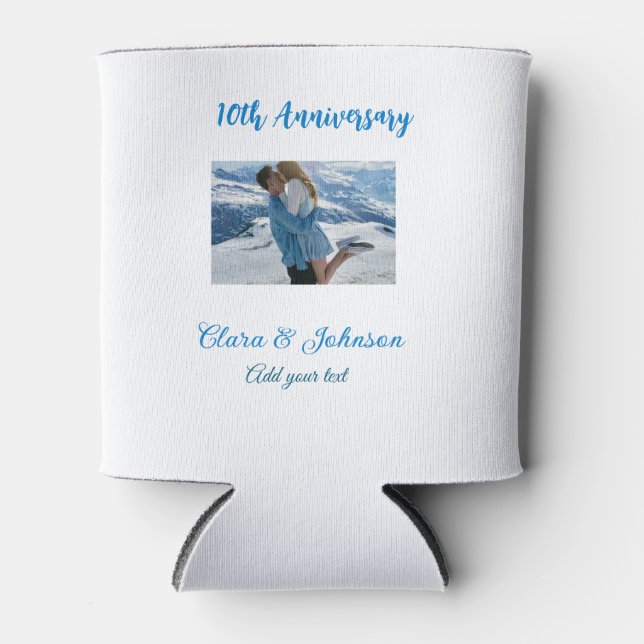 Rafraîchisseur Pour Canette Mariage Anniversaire ajouter nom année image texte (Devant)
