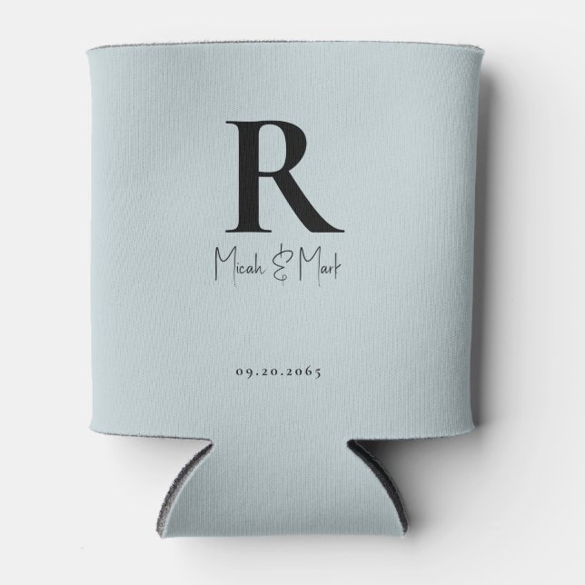 Rafraîchisseur Pour Canette Mariage Aqua Blue Monogram (Devant)