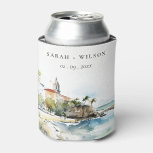 Rafraîchisseur Pour Canette Mariage aquarelle paysage San Juan Porto Rico