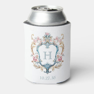 Rafraîchisseur Pour Canette Mariage au Blason Floral Monogrammé Vintage