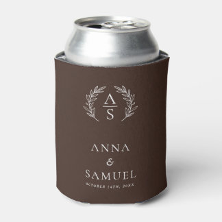 Rafraîchisseur Pour Canette Mariage au Chocolat Brun et Blanc Monogramme de Cr