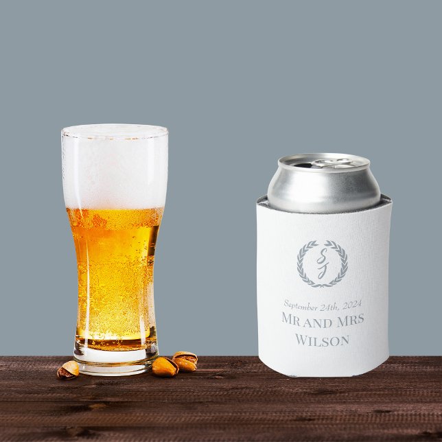 Rafraîchisseur Pour Canette Mariage blanc de monogramme noir élégant (Créateur téléchargé)