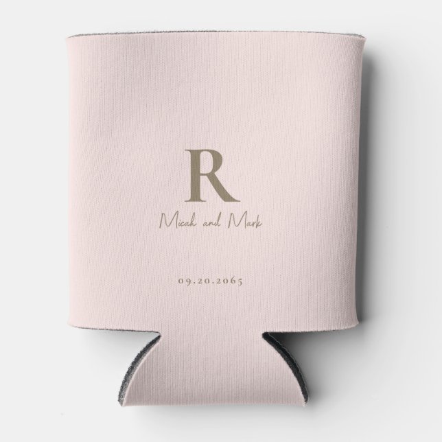Rafraîchisseur Pour Canette Mariage Blush & Gold Monogram (Devant)