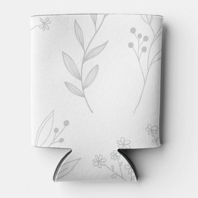 Rafraîchisseur Pour Canette Mariage Boho Floral Argent (Devant)