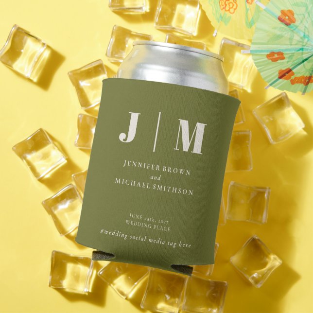 Rafraîchisseur Pour Canette Mariage Boisson Vert Olive (Été in situ)