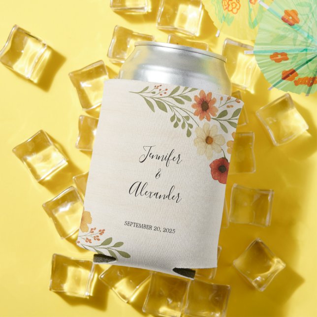 Rafraîchisseur Pour Canette Mariage botanique des fleurs d'aquarelle (Été in situ)