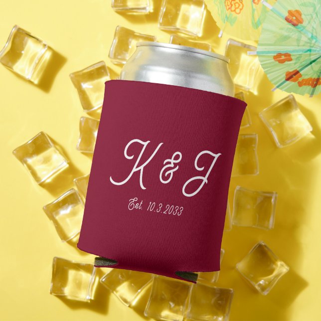 Rafraîchisseur Pour Canette Mariage Bourgogne Favour Monogrammed Can Cooler (Été in situ)