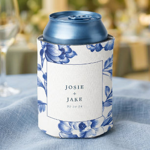 Rafraîchisseur Pour Canette Mariage carré en chinoiserie bleu poussiéreux