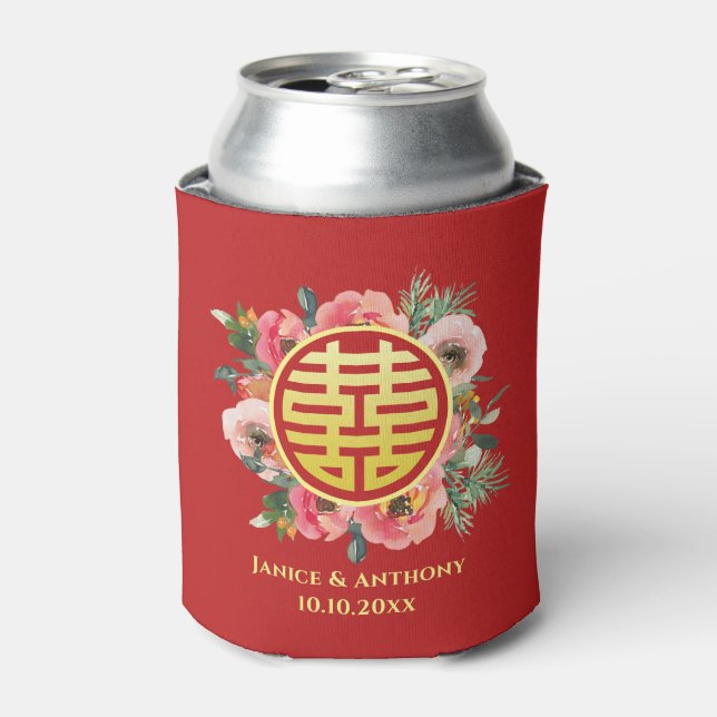 Rafraîchisseur Pour Canette Mariage chinois moderne rose fleuri (Can devant)