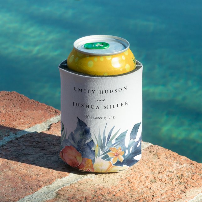 Rafraîchisseur Pour Canette Mariage d'aquarelle d'été florale tropicale (Piscine in situ)