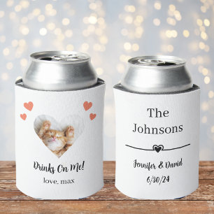 Rafraîchisseur Pour Canette Mariage de chat avec photo de coeur personnalisée
