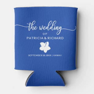Rafraîchisseur Pour Canette Mariage de destination à la plage d'Hibiscus Bleu