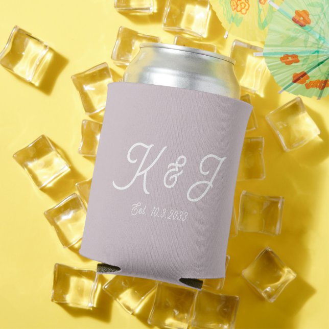 Rafraîchisseur Pour Canette Mariage de lavande Favor Monogrammed Can Cooler (Été in situ)