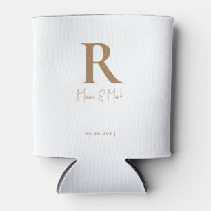 Rafraîchisseur Pour Canette Mariage de monogramme blanc et or
