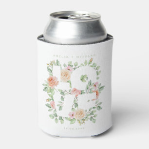 Rafraîchisseur Pour Canette Mariage de printemps aux roses aquarelles et verdu