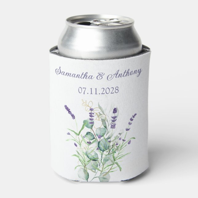 Rafraîchisseur Pour Canette Mariage des herbes d'aquarelle Lavender Eucalyptus (Can devant)