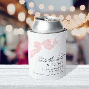 Rafraîchisseur Pour Canette Mariage Enregistrer la date Invitation Pink Bow