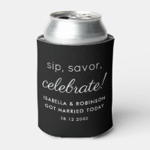 Mariage Favor Sip Savor Célébrer Black Funny
