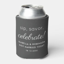 Mariage Favor Sip Savor Célébrer Dark Grey Funny