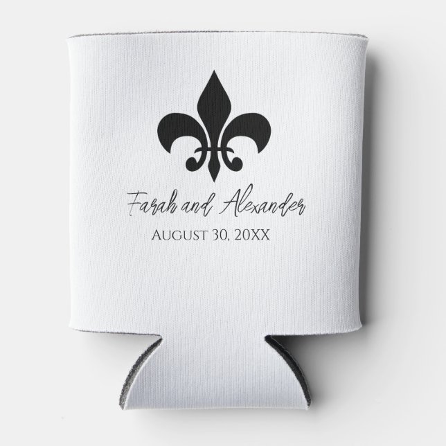 Rafraîchisseur Pour Canette Mariage Fleur de Lis   (Devant)