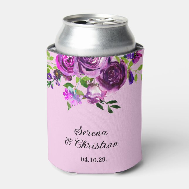 Rafraîchisseur Pour Canette Mariage Fleurs Violettes (Can devant)