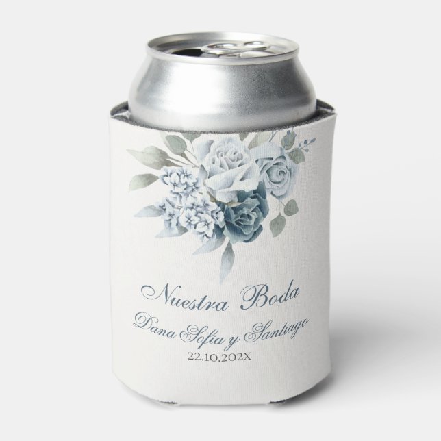 Rafraîchisseur Pour Canette Mariage Floral Bleu espagnol (Can devant)