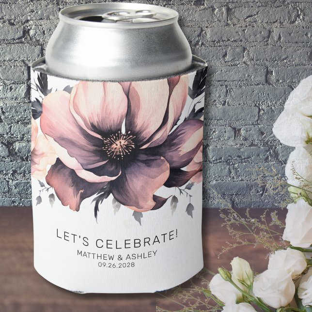 Rafraîchisseur Pour Canette Mariage floral Boho rose moderne (Modern Elegant Boho Floral Pink Wedding Can Cooler)