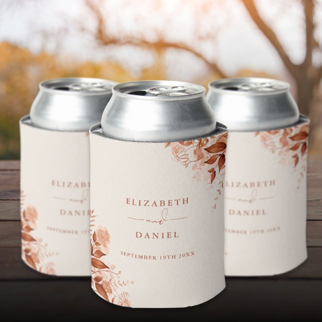 Rafraîchisseur Pour Canette Mariage Floral Rustique d'Automne (Autumn Fall Rustic Floral Wedding Can Cooler)