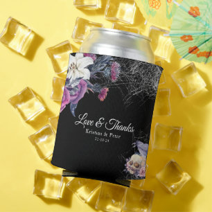 Rafraîchisseur Pour Canette Mariage gothique floral élégant noir violet crâne