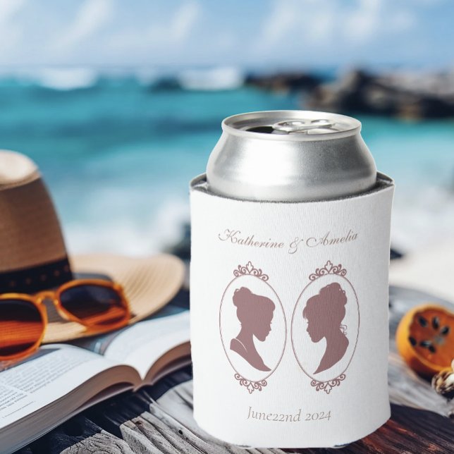 Rafraîchisseur Pour Canette Mariage lesbien Régence au rose romantique (Créateur téléchargé)