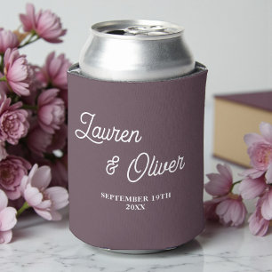 Rafraîchisseur Pour Canette Mariage minimaliste écriture taupe violette