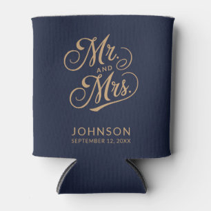 Rafraîchisseur Pour Canette Mariage moderne Date Marine Bleu M & Mme Parti Fav