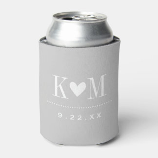 Rafraîchisseur Pour Canette Mariage moderne gris Monogramme