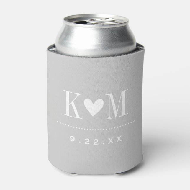 Rafraîchisseur Pour Canette Mariage moderne gris Monogramme (Can devant)