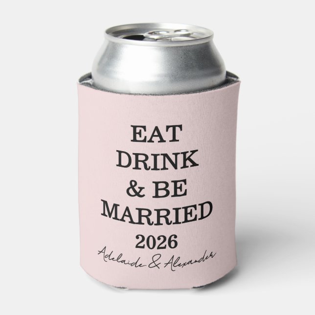 Rafraîchisseur Pour Canette Mariage Moderne Rose Blush (Can devant)
