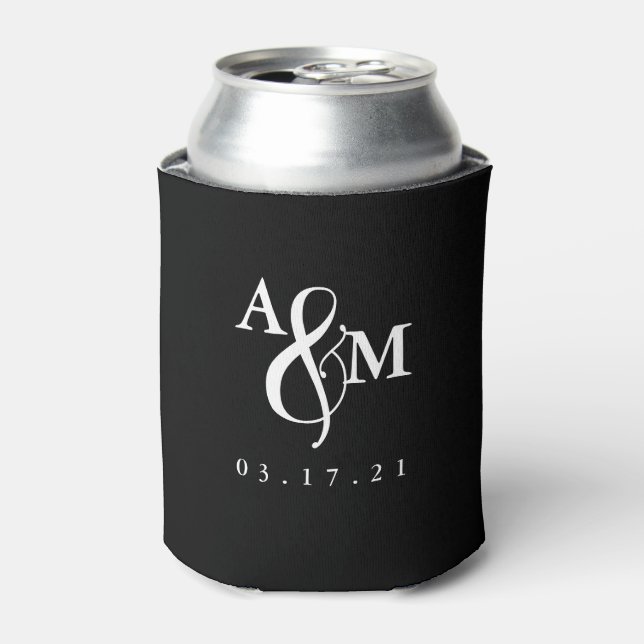 Rafraîchisseur Pour Canette Mariage Monogramme Moderne Noir & Blanc (Can devant)