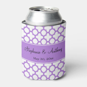 Rafraîchisseur Pour Canette Mariage Motif Monogram Lavender Quatrefoil