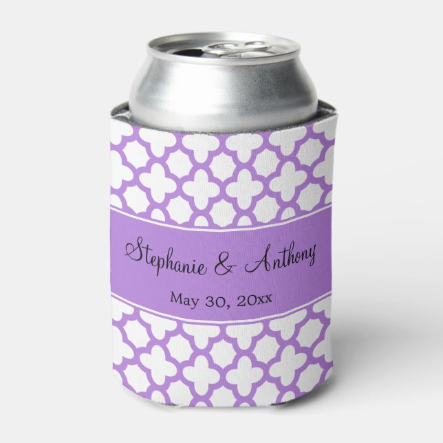 Rafraîchisseur Pour Canette Mariage Motif Monogram Lavender Quatrefoil (Can devant)