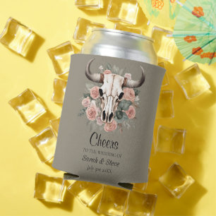 Rafraîchisseur Pour Canette Mariage Occidental Boho Fleur de Crâne de Vache Sa