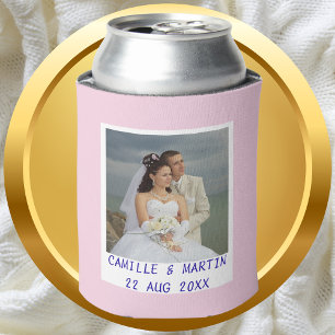 Rafraîchisseur Pour Canette Mariage personnalisé rose moderne photo personnali