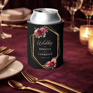 Rafraîchisseur Pour Canette Mariage romantique élégant floral rouge noir mélan