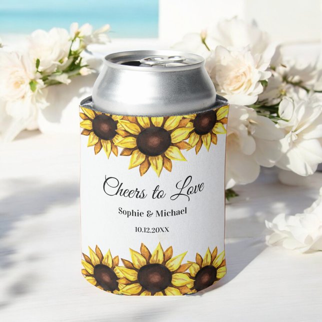 Rafraîchisseur Pour Canette Mariage Tournesol Félicitations Floral    (Créateur téléchargé)